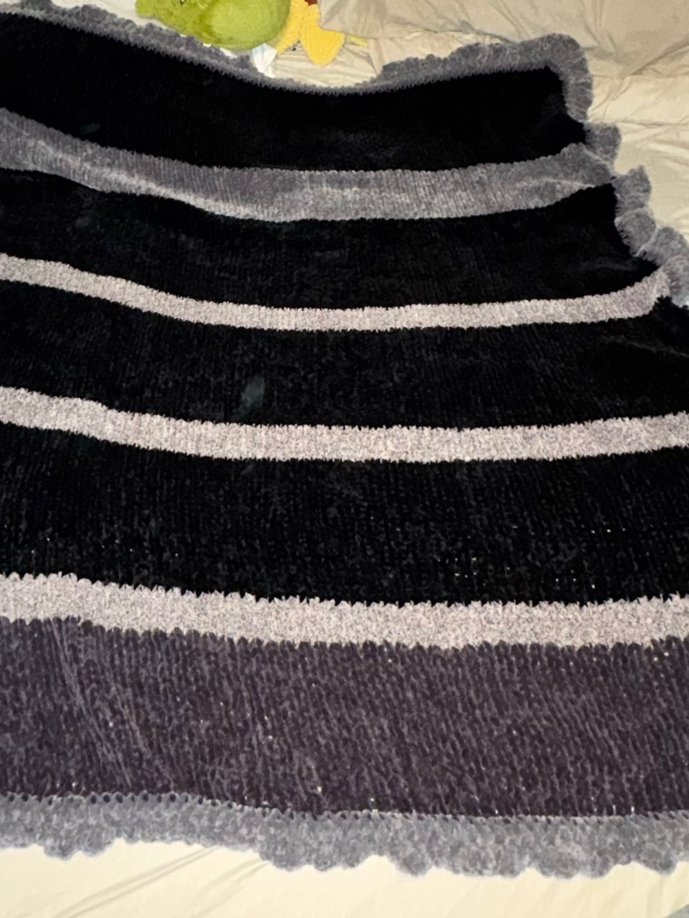 Homemade by me🫶🏼 Cozy Striped Chenille Throw Blanket - Black & Gray